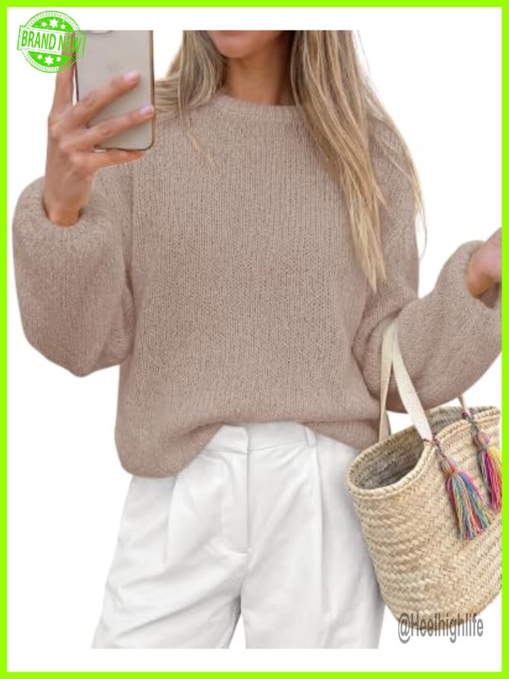 KIRUNDO Fuzzy Knit Pullover Sweater Crew Neck Long Sleeve Loose Fit Fall